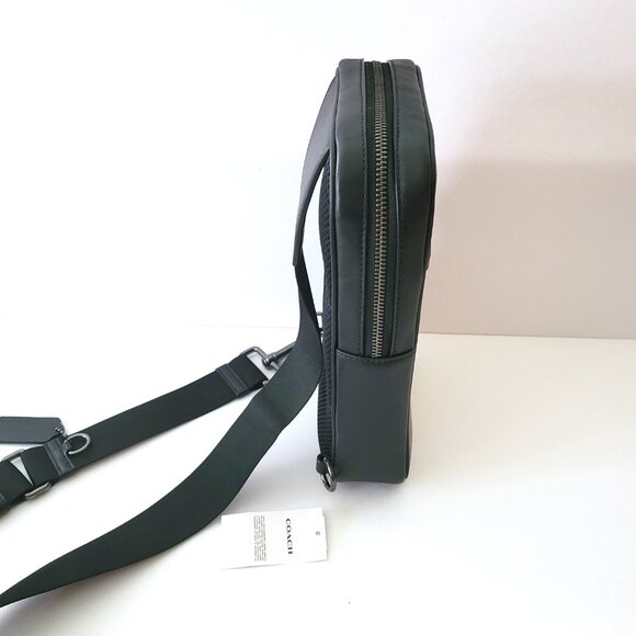 Coach CCQ51 Turner Pack Signature Leather Sling Bag Messenger Tan Black - Picture 5 of 7